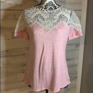 Pink with lace detail top